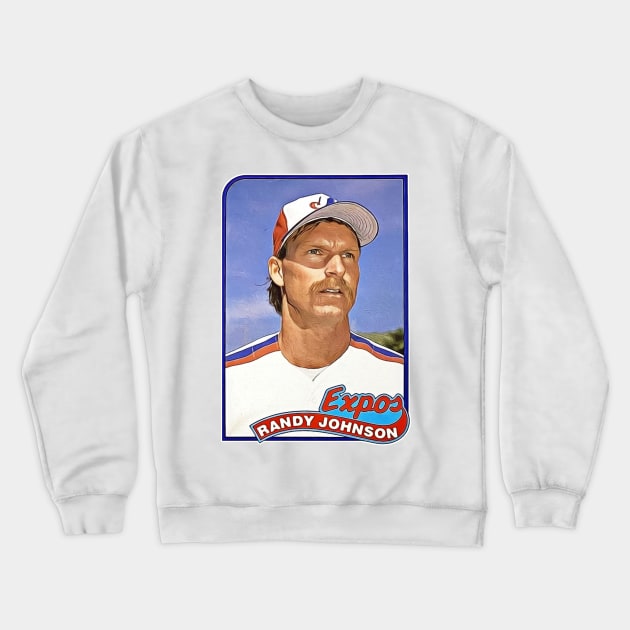 Retro Big Unit Baseball Rookie Card Crewneck Sweatshirt by darklordpug